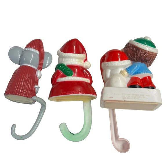 Vintage 1982 Sun Hill Stocking Holders Santa Claus, Boy Dog & Mouse Hanger - Picture 5 of 10